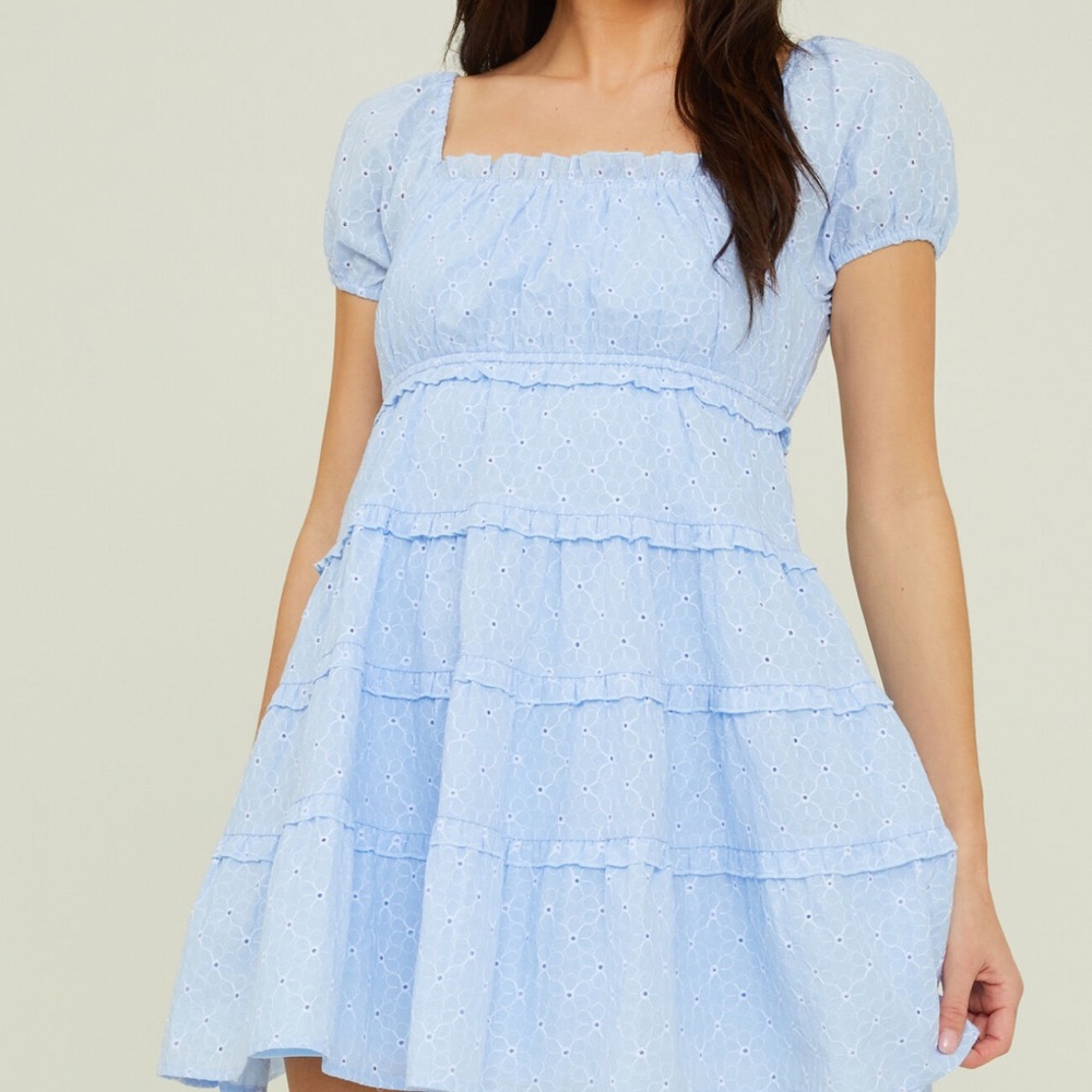 Altar'd State Sky Blue Eyelet Mini Dress